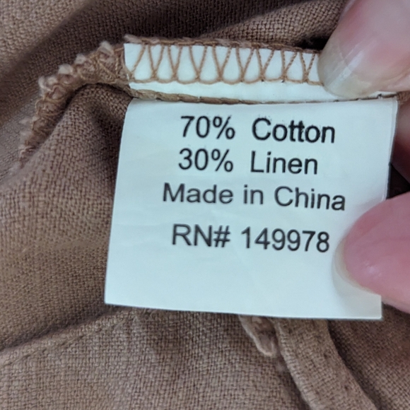 Arianna By Howard's Size Small Tan Button Down Cotton & Linen Skirt - Picture 4 of 5